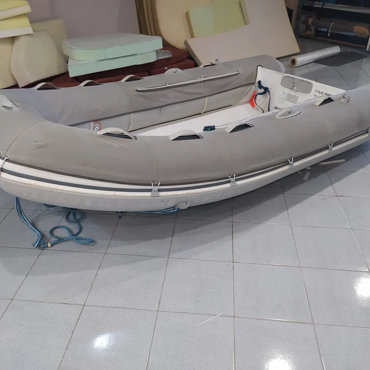 Grey tube covers fitted to a RIB