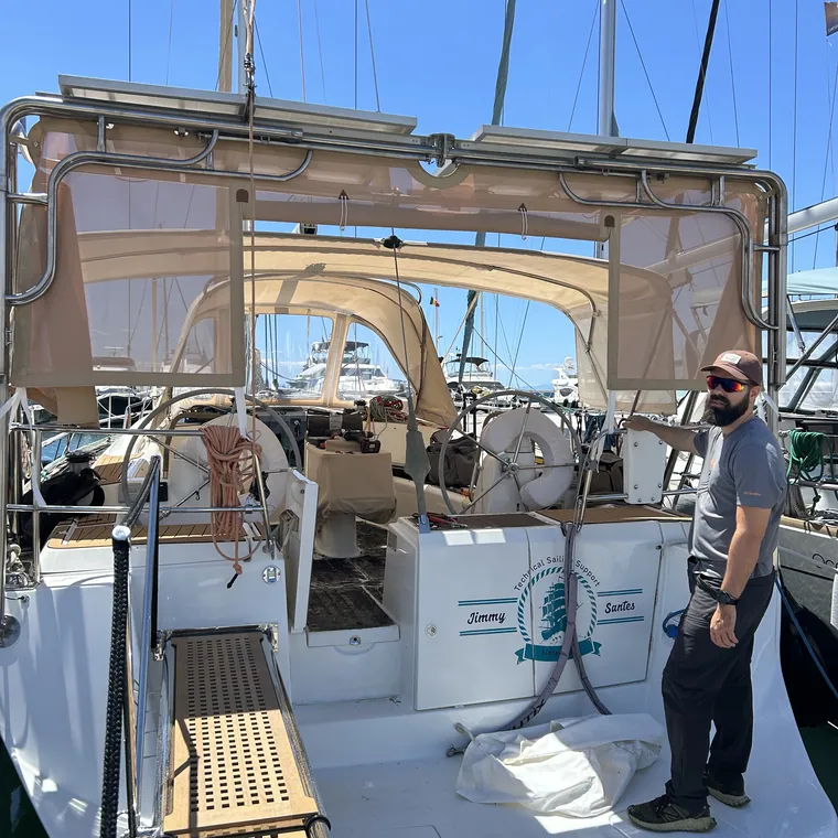 Side panels fitted along the deck of a sailing yacht