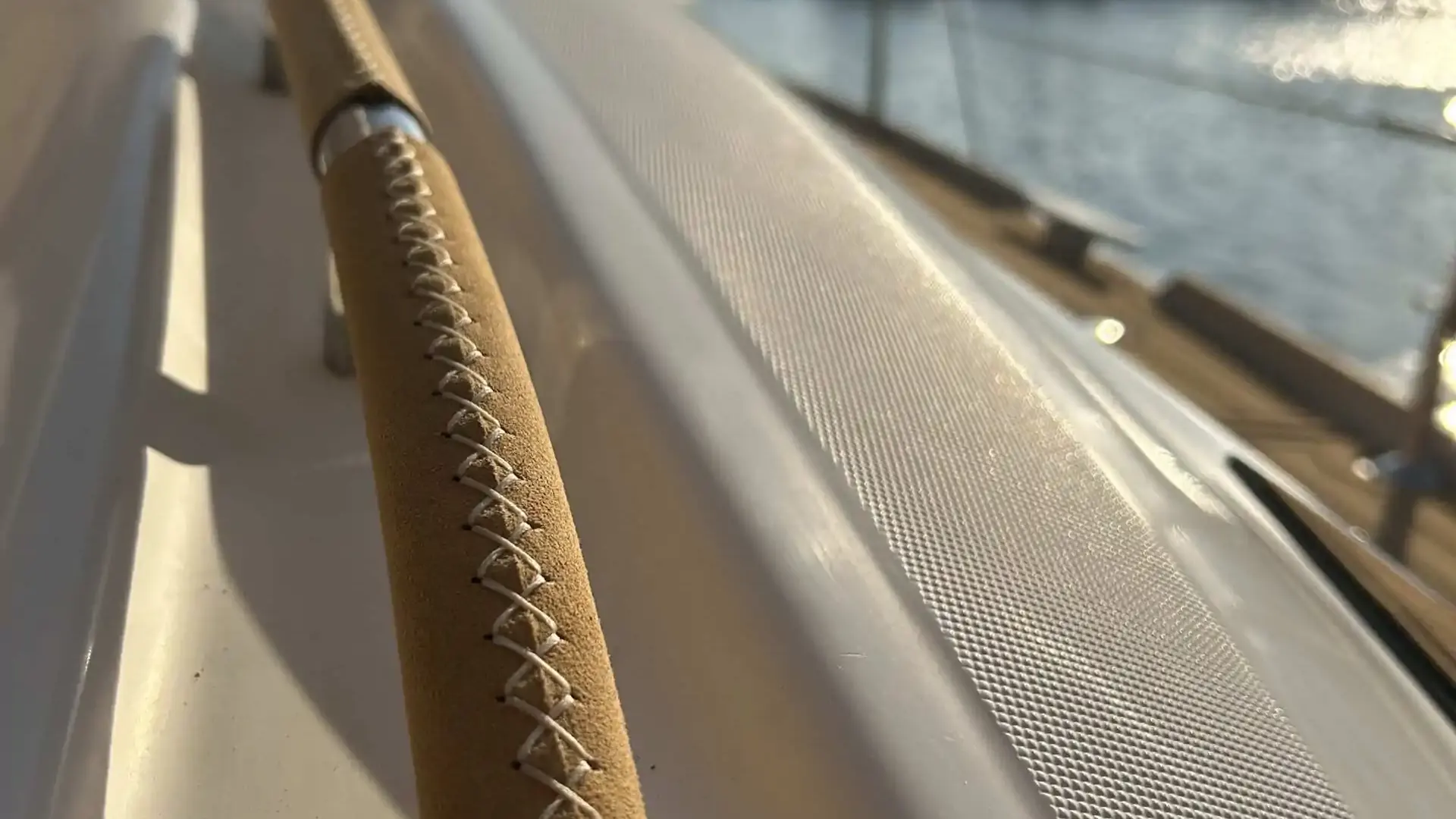 Marine-grade custom leatherwork detail